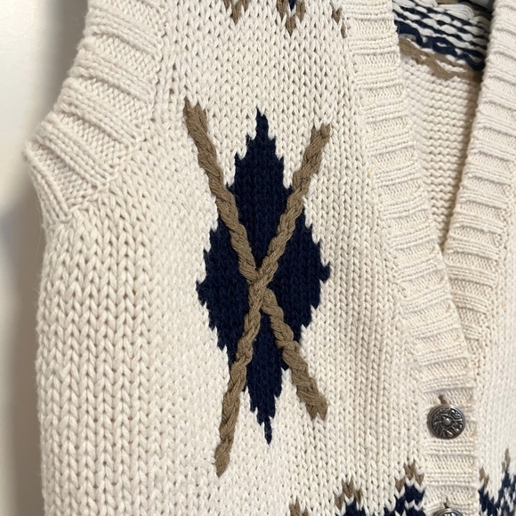 Cream & Brown Vintage Patterned Sweater Vest - Picture 6 of 7